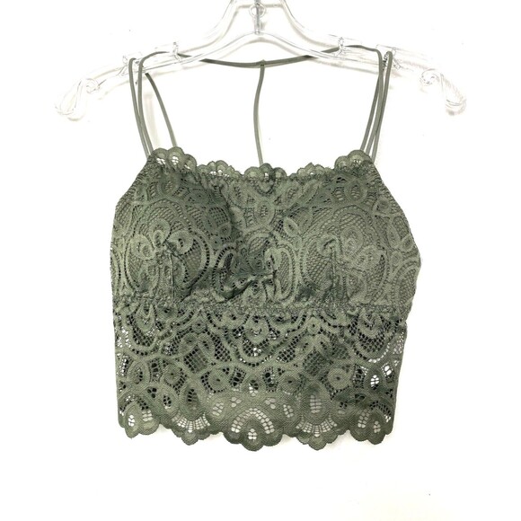 Tranquil & True Lace Bralette Bra Size S Women's Green Double Strap Padded - Picture 1 of 15